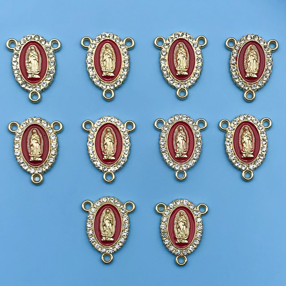 10/12Pcs Rhinestones Enamel Virgin Mary Charms for Jewelry Making Findings & Crafting
