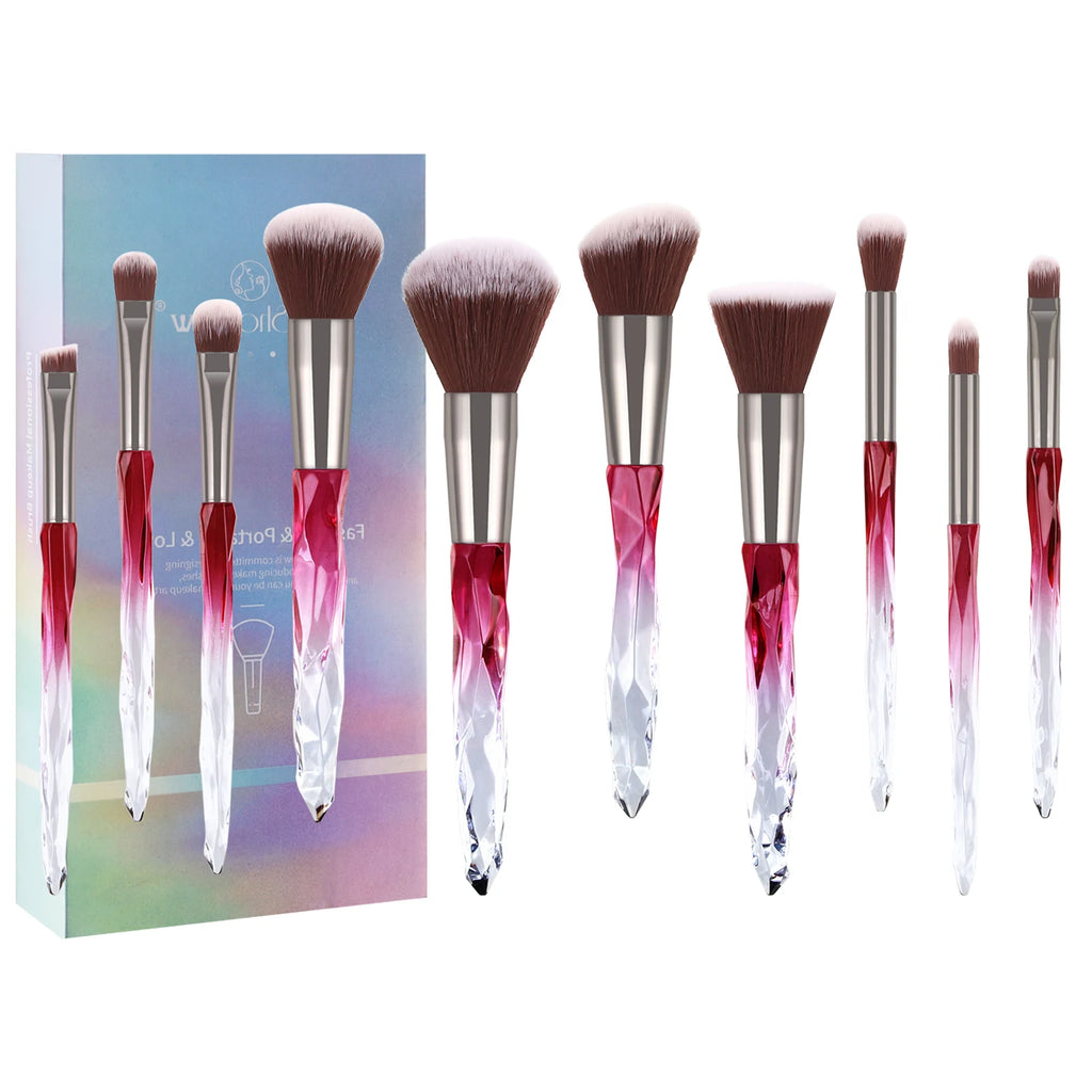 10-Piece Makeup Brush Set with Crystal Handles and Case - Includes Powder and Foundation Brushes