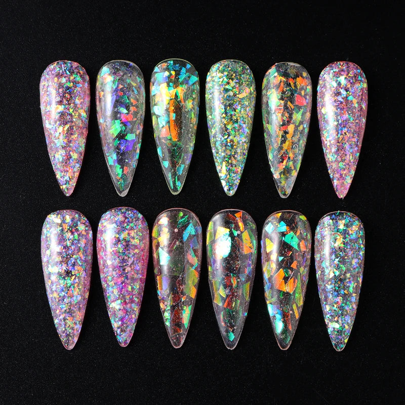 12 Grids Aurora Chameleon Nail Glitter Flakes for Nail Art & Decoration