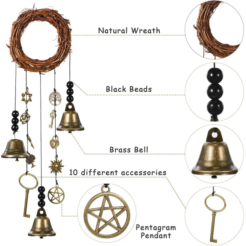 Wind Chimes for Home Decor Witch Protection Bells Handmade Door Hanger