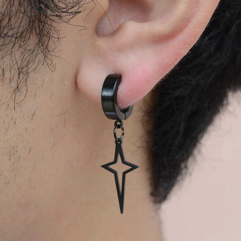 Fashion Punk Cross Star Non Piercing Ear Clip Jewelry for Men Women
