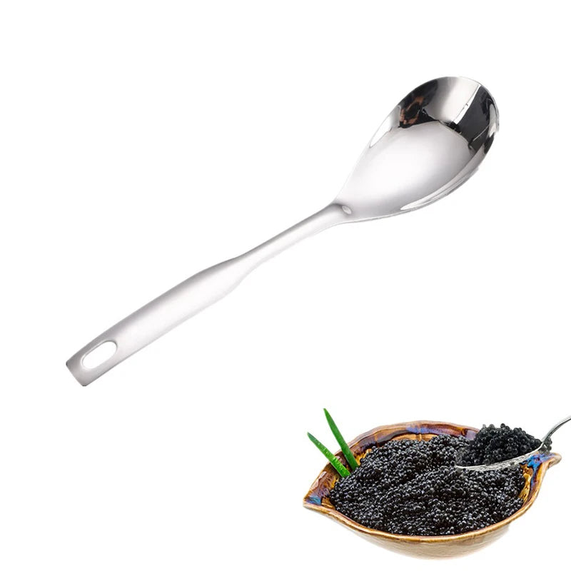Stainless Steel Kitchen Spoon With Holes for Sauces & Caviar Straining – Durable Cooking Utensil
