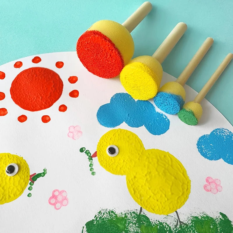 28 Pieces Round Foam Sponge Brushes for Watercolor Painting Crafts Face Art