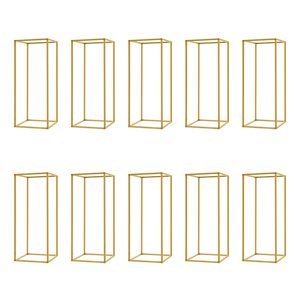 10-Pack Metal Flower Stands for Wedding & Event Decor - Gold Geometric Vase Holders