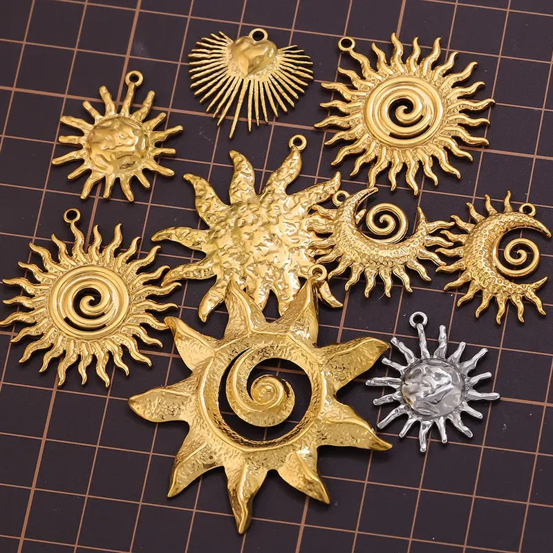5pcs Stainless Steel Sun Moon Charms for Jewelry Making Supplies Connectors Earrings