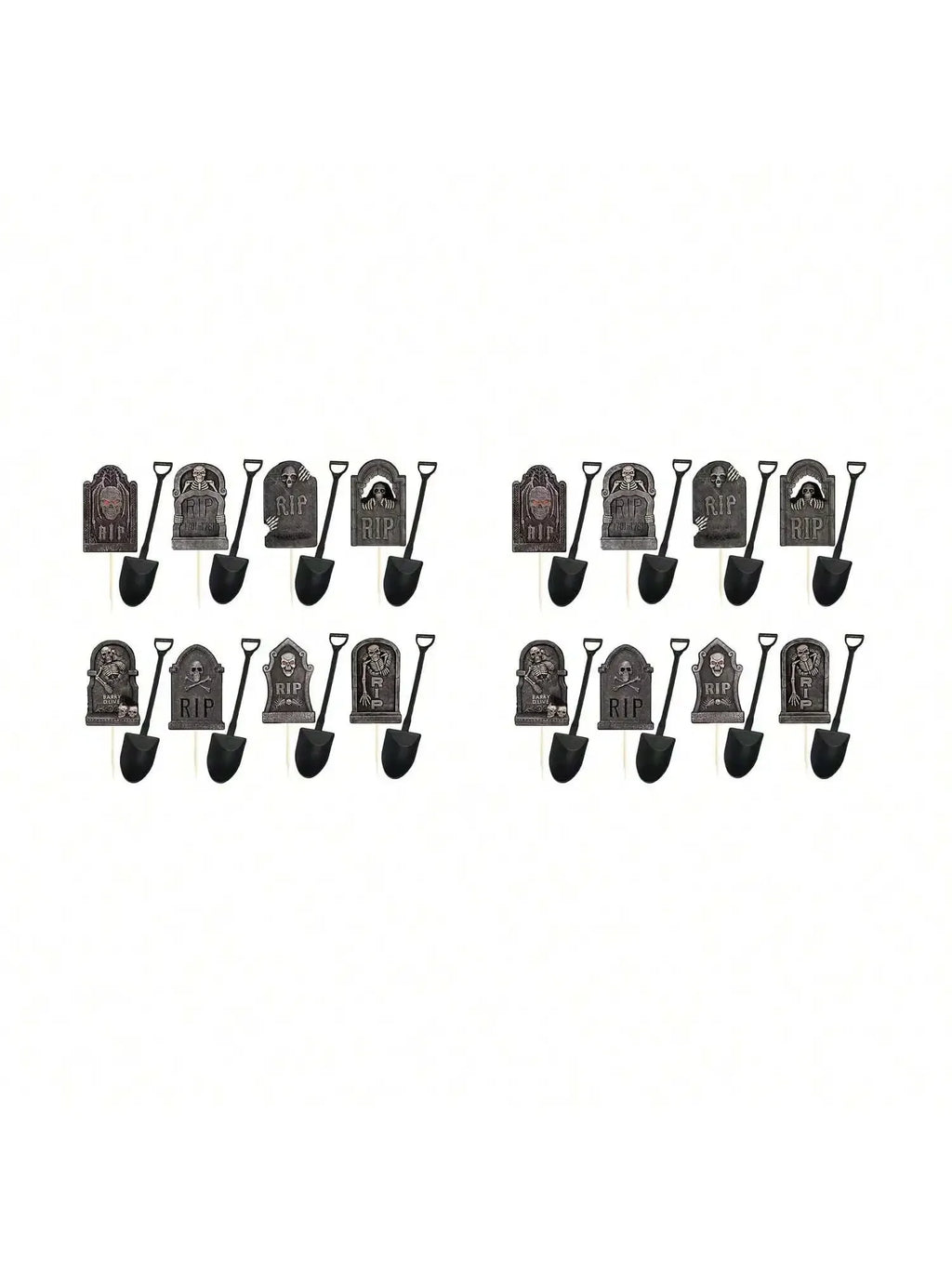 Halloween Cupcake Toppers Cake Decorations Tombstones & Mini Shovel Spoons Set