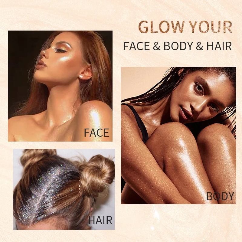 4 Color Liquid Body Highlighter Set - Facial Contour Brightening & Illuminating Makeup