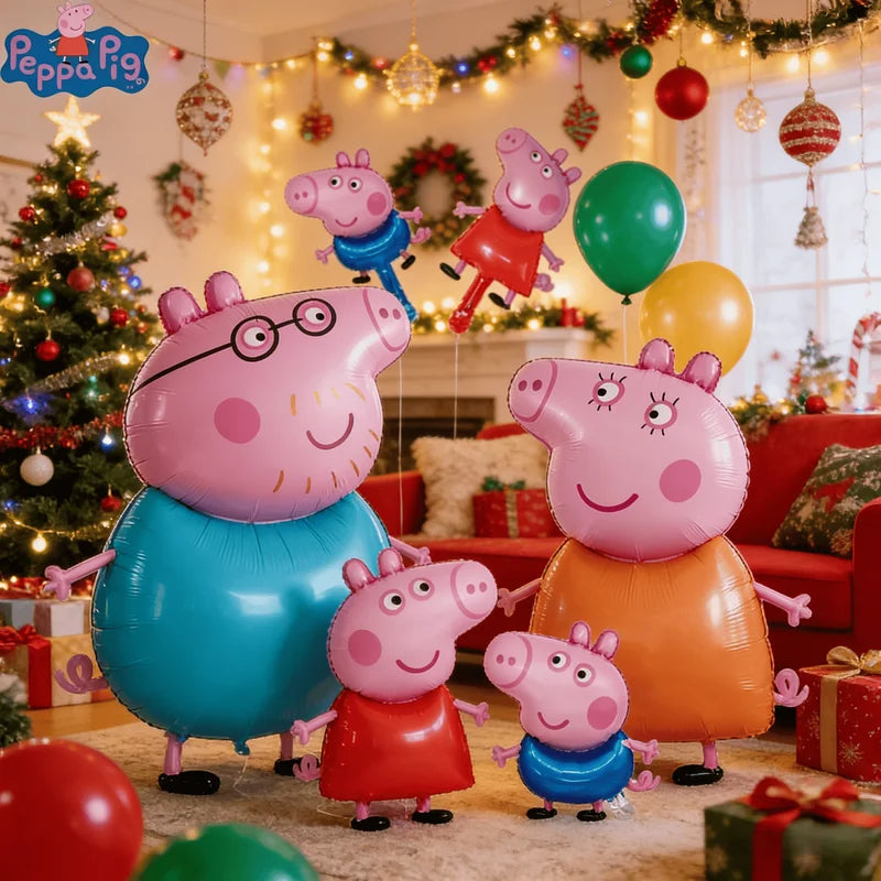 7pcs Peppa Pig Family Themed Birthday Balloons Party Decor Cartoon Kids Celebration