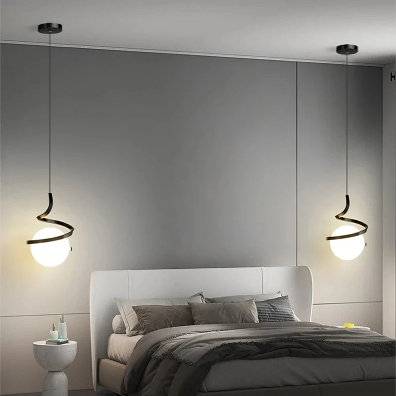 Modern LED Pendant Light Fixture for Indoor Home Lighting, Glass Hanging Lamp for Dining Kitchen Bedroom