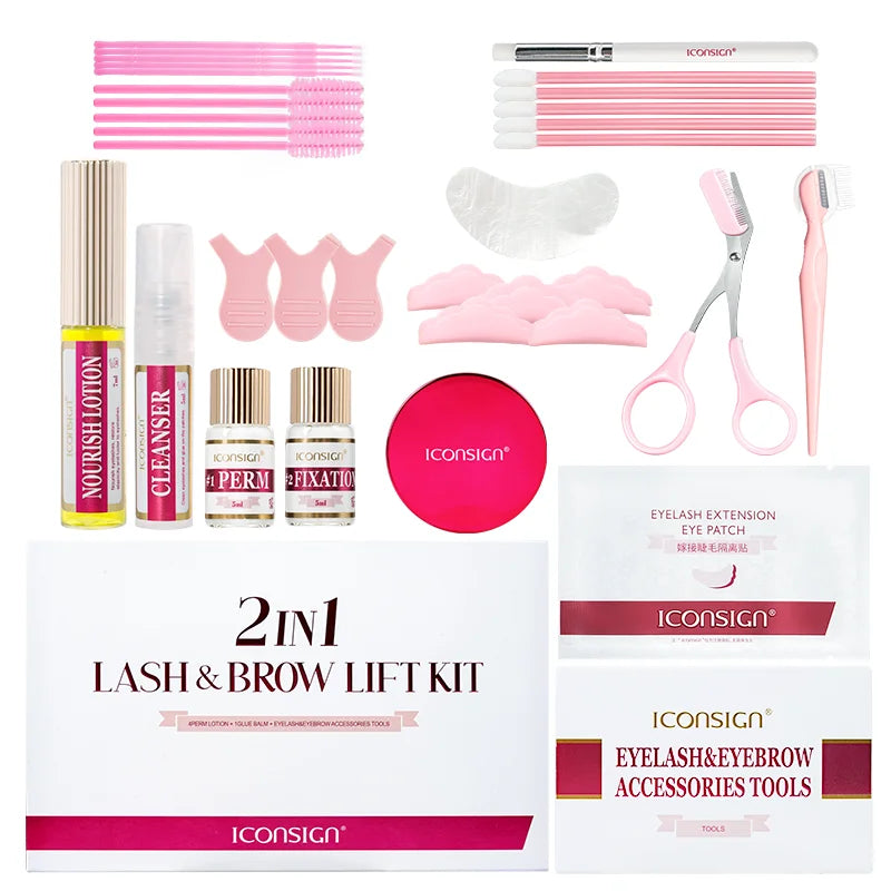 Professional 2-in-1 Lash and Brow Lift Kit, Long-Lasting Eyelash Enhancer