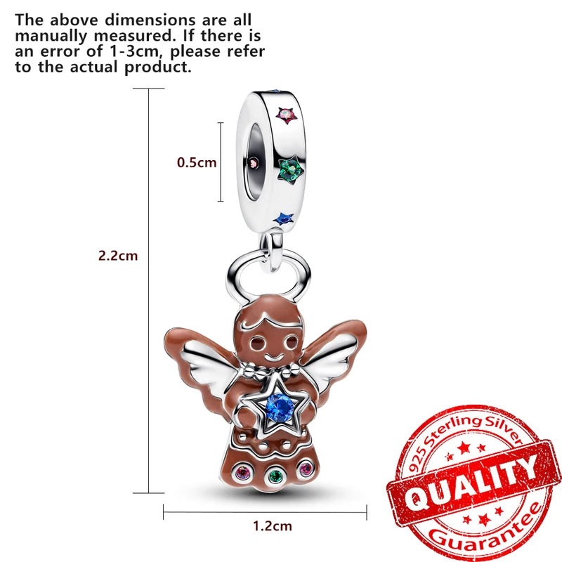 Sterling Silver Snowflake Bell Christmas Charm for Bracelets Kids Jewelry Gift