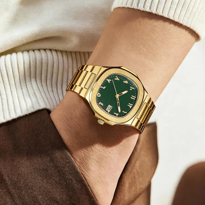 Men's Minimalist Round Quartz Watch Set with Alloy Band for Daily & Formal Wear