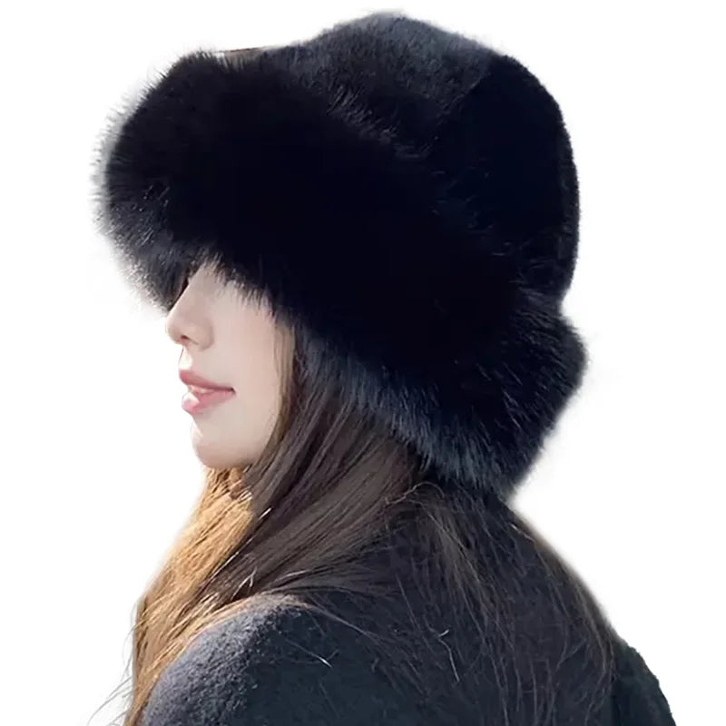Warm Plush Fur Hat for Women Winter Beanie Thick Mongolian Cap Cold Weather