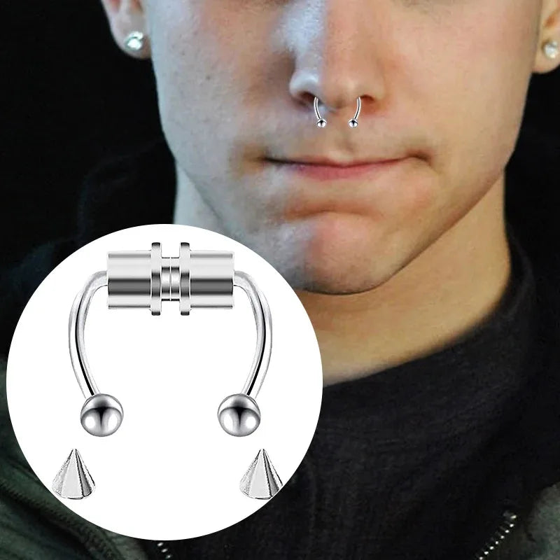 Fake Nose Piercing Hoop Septum Clip Non-Piercing Nose Ring Body Jewelry for Women