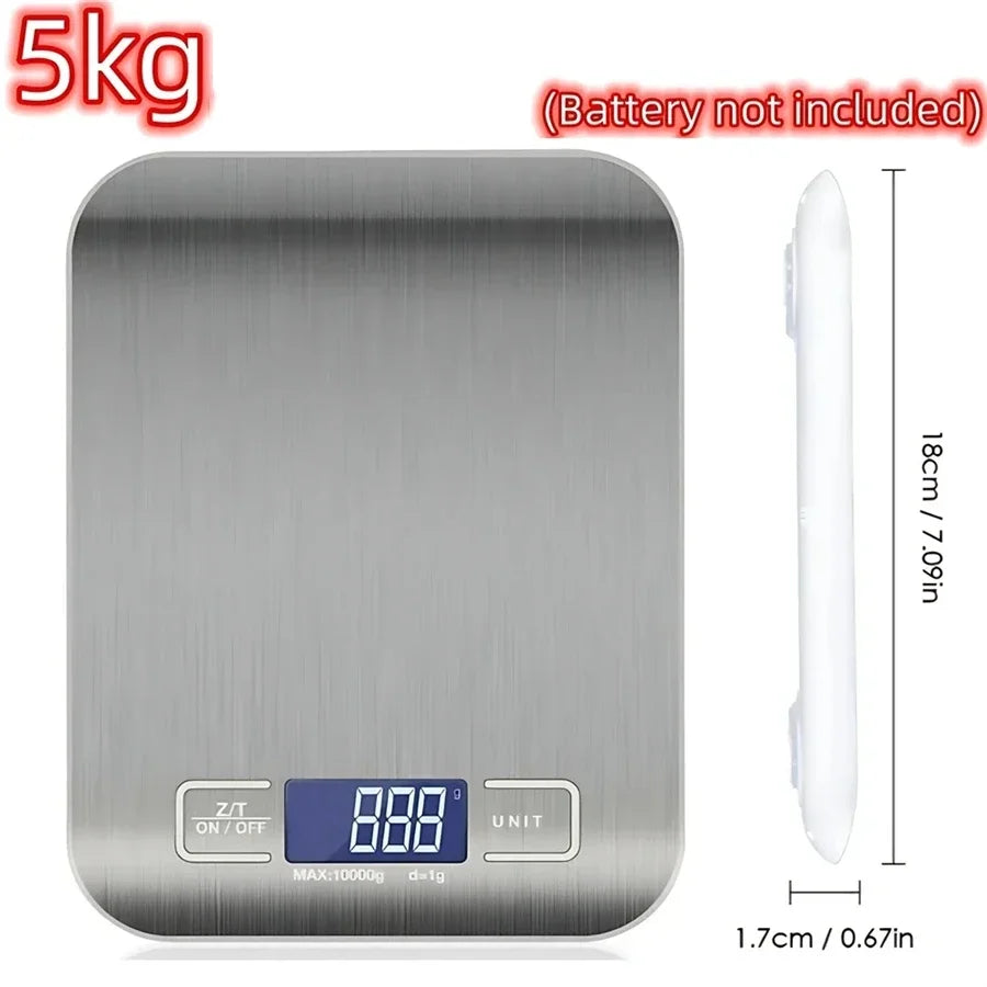Digital Kitchen Scale 5kg/1g Stainless Steel Food Weighing & Jewelry Scale