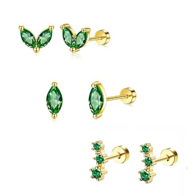 Hypoallergenic Stainless Steel Stud Earrings for Women - Dainty CZ Cartilage Helix Jewelry Set
