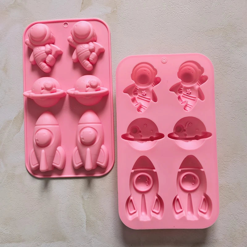 Creative Rocket Astronaut Silicone Mold for Cakes and Desserts - Multiple Colors