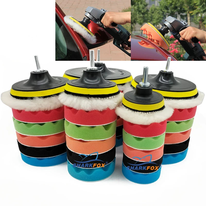 Car Polishing Sponge Pads Kit Foam Buffing Buffer Machine Wax Pads for Auto Motorcycle