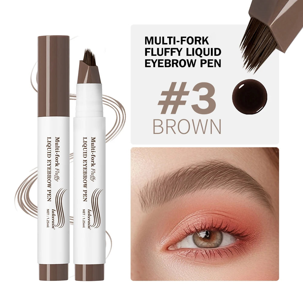 Long Lasting 4D Eyebrow Pen - Waterproof Precise Liquid Makeup with Multi-Fork Tip
