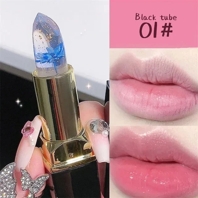 Temperature Color Changing Lip Gloss Moisturizing Lip Balm with Flower Design - Long Lasting Jelly Lip Care