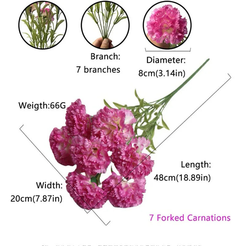 Artificial Carnation Flower Bouquet - Realistic Fake Flowers for Home Decor & Weddings