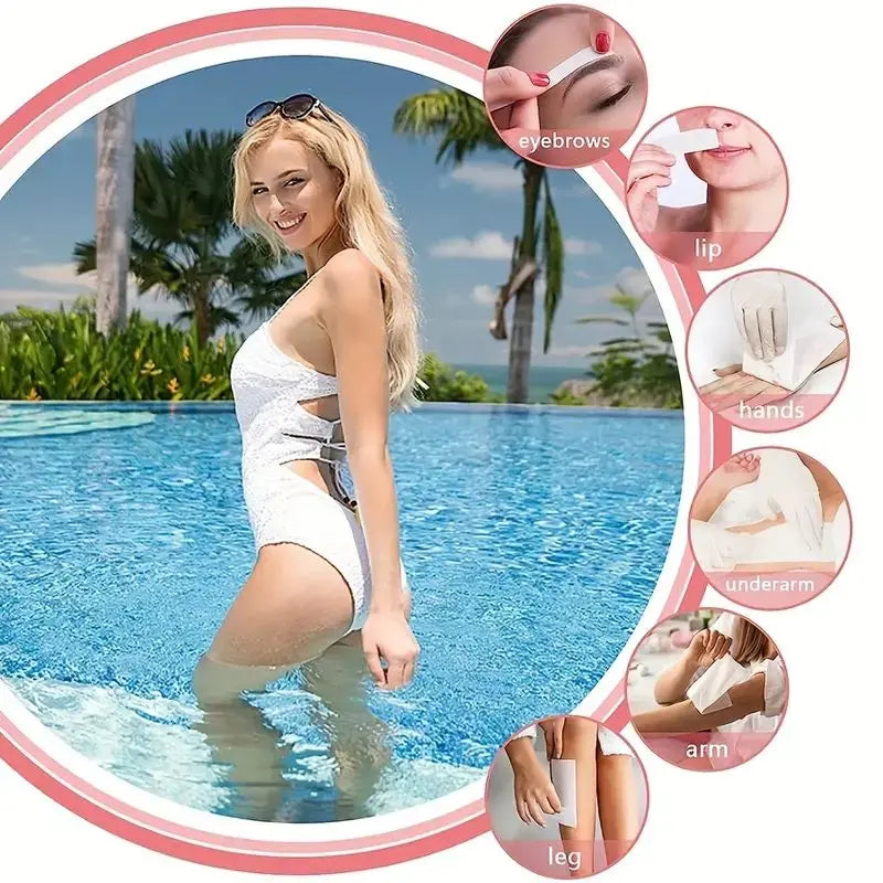 Deluxe Wax Strips Kit - Painless Hair Removal for Face, Body, Legs & Bikini