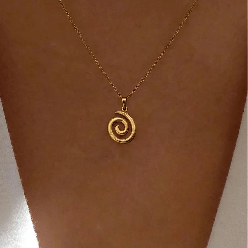 Stainless Steel Spiral Pendant Necklace for Women Jewelry Party & Casual Wear