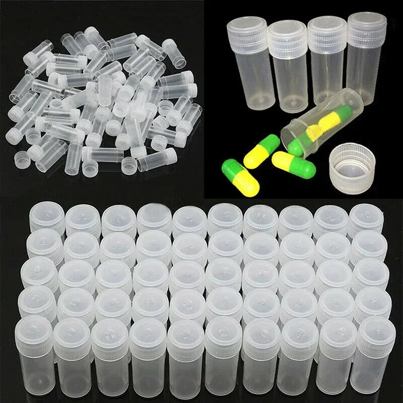 5ml Plastic Sample Jar Set - Small Clear Vials for Pills Liquids Powder