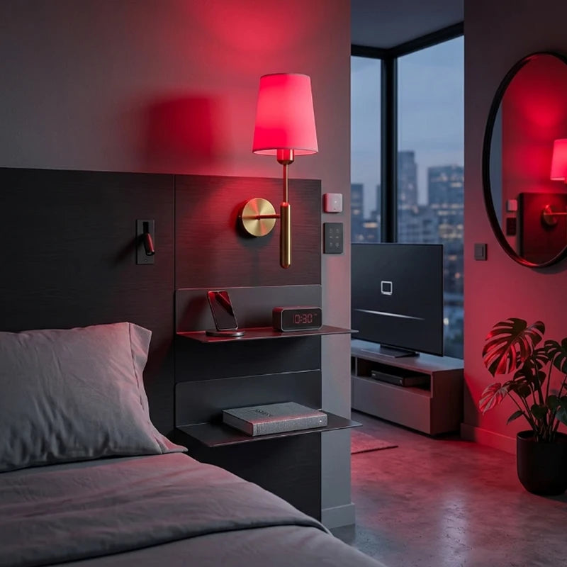 Wireless Retro Wall Sconce with RGB 16-Color LED Bulb - Living Room Bedroom Home Lighting