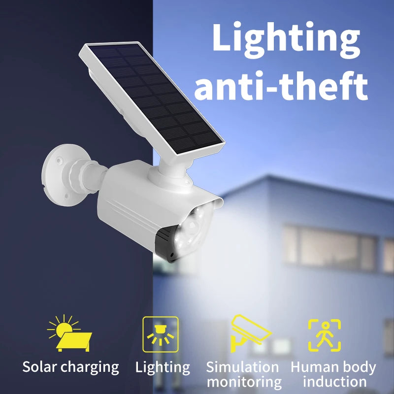 Solar Waterproof Dummy Security Camera with Flood Lights - Motion Activated