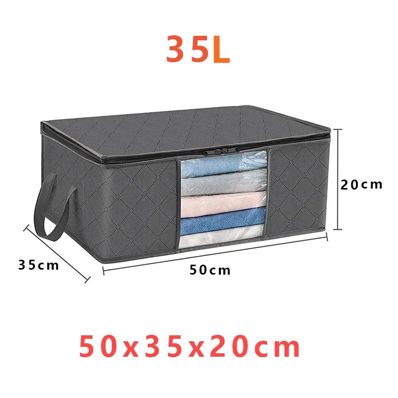 Foldable Clothes Storage Bag Large Capacity Blanket Organizer with Handles