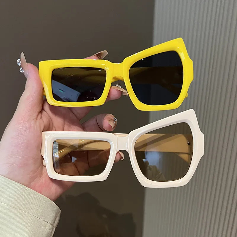 Unisex Polygon Vintage Sunglasses for Women and Men Square Sun Glasses Shades