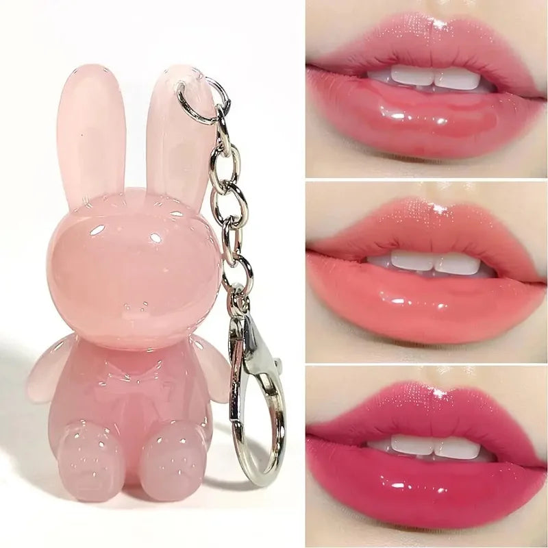 Moisturizing Lip Gloss with Keychain & Bracelet Water-Resistant Non-Stick Tint