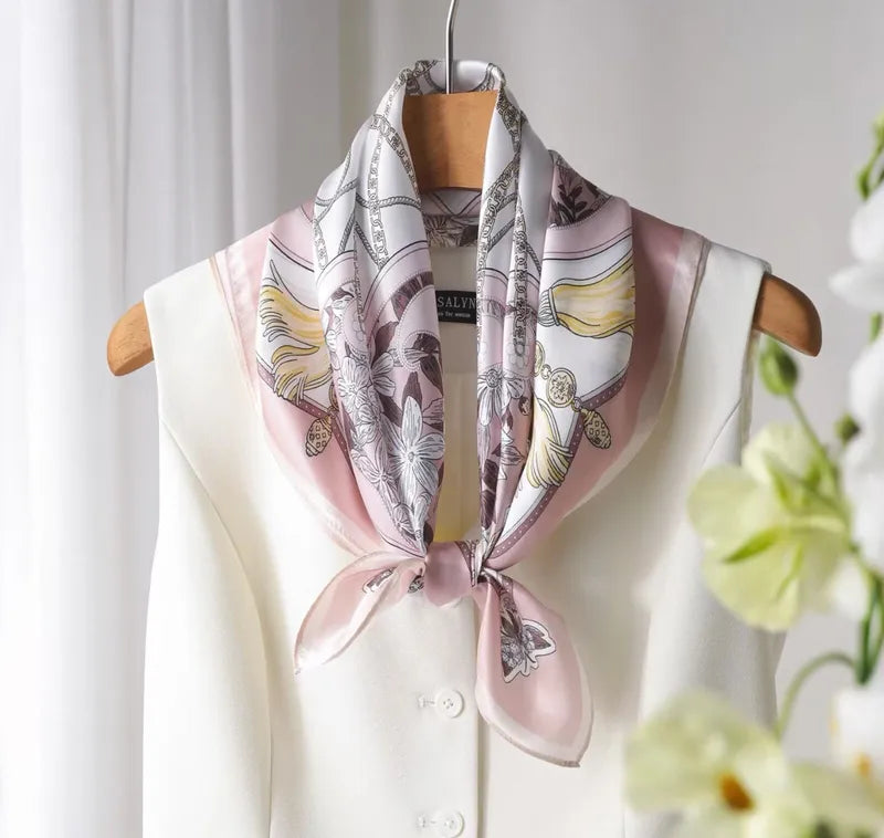 Luxury Silk Square Scarf for Women - 70x70cm Fashionable Headscarf & Bandana