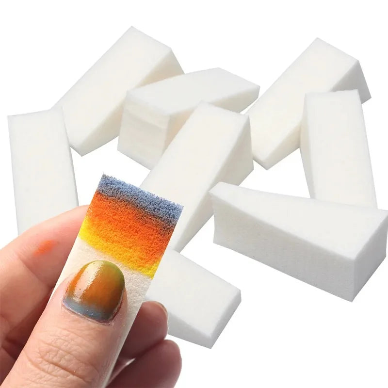 Nail Art Triangle Sponges and Fine Nail Brush Set for Gradient and Color Fading DIY Nails
