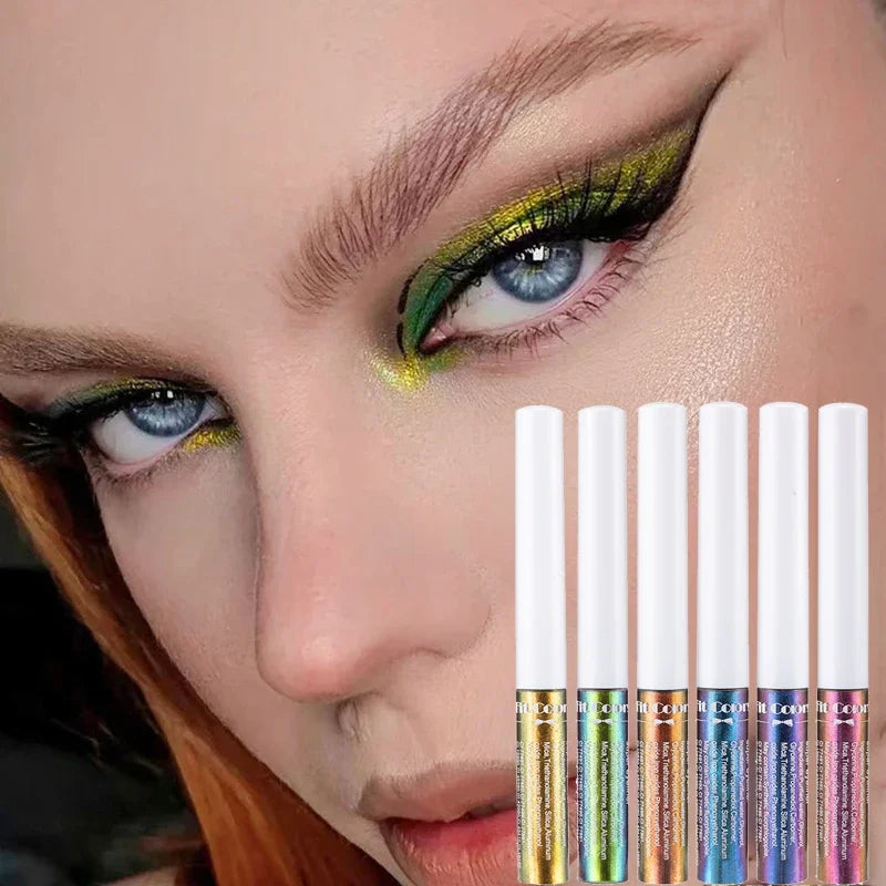 Liquid Eyeliner with Pearl Glitter & Multi-Chrome Colors - Long-Lasting Metallic Eye Makeup