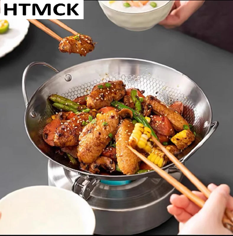 Stainless Steel Honeycomb Skillet 20cm Non-Stick Cooking Pan with Handles