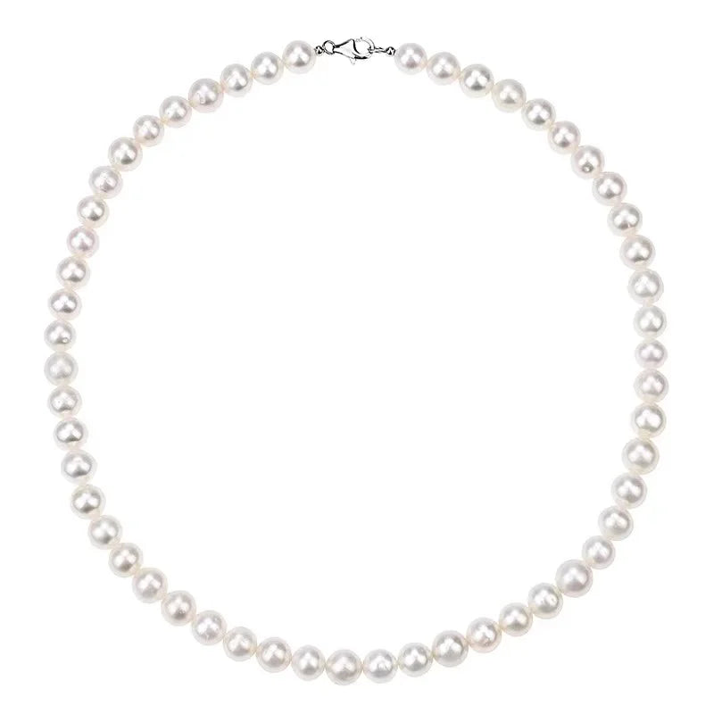 Men's Pearl Necklace Simple Handmade Strand Beads Jewelry for Women Girls Wedding