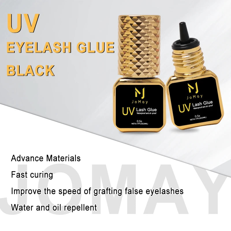 UV Lash Glue Black 3 Bottles 5ml Fast Drying Eyelash Extension Adhesive