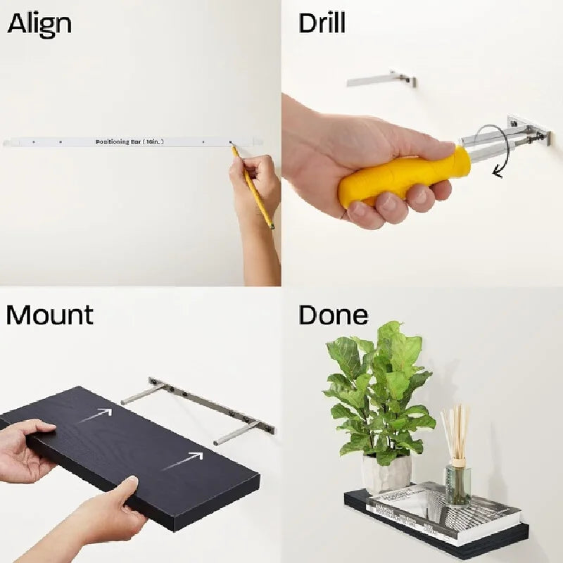 Floating Wall Shelf Storage Rack for Living Room Bedroom Bathroom Kitchen