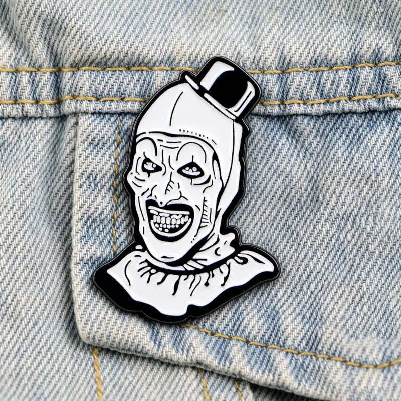Art Clown Enamel Pin Horror Movie Brooch for Halloween Punk Fans Jewelry & Clothing Accessory