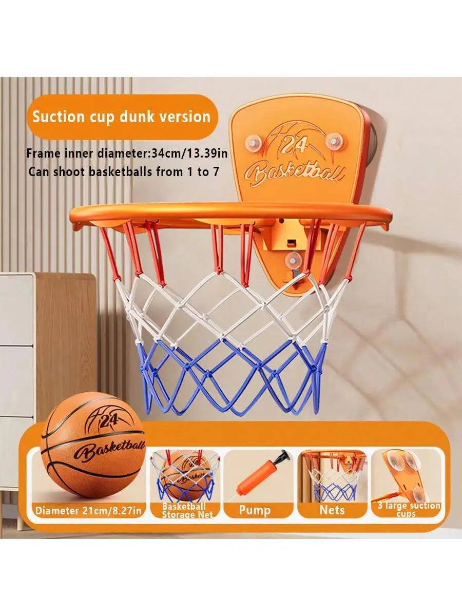 Kids Indoor Basketball Stand Set with Silent 7-Inch Hoop - Punch-Free Home Sports Equipment