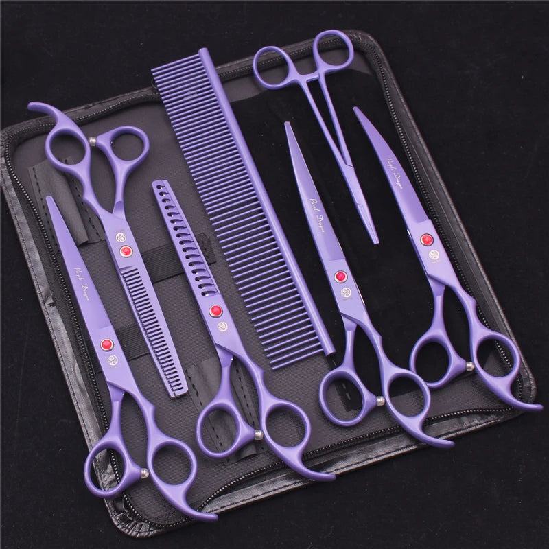 Pet Grooming Scissors Set Japanese Steel 7 Inch Hair Thinning & Cutting Shears