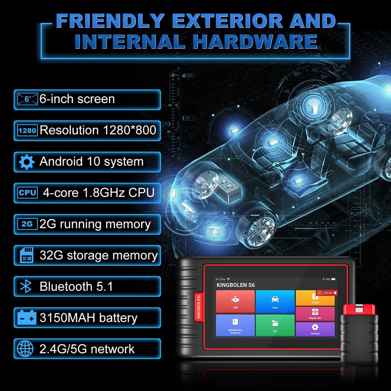 OBD2 Car Diagnostic Scanner with CAN FD Support, 28 Reset Functions, Auto VIN, Bluetooth, Lifetime Updates
