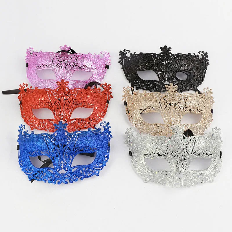 Halloween and Carnival Hollow Gold Powder Fox Mask for Masquerade & Parties