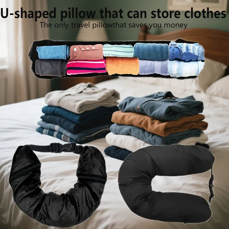 Travel Neck Pillow with Storage Bag - Portable, Lightweight Comfort