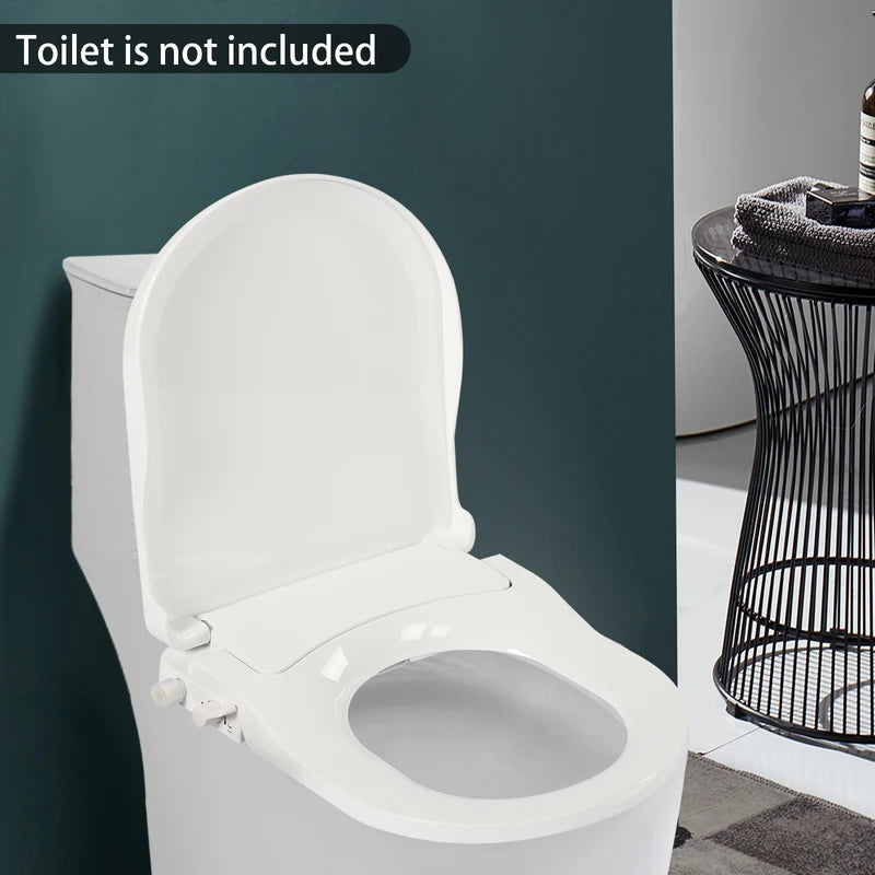 Non-Electric Bidet Toilet Seat with Dual Nozzle for Elongated Toilets