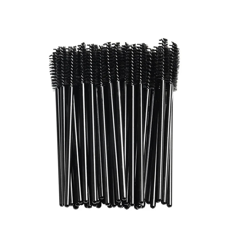 Disposable Makeup Brush Set 50Pcs Crystal Handle Eyelash & Eyebrow Applicators