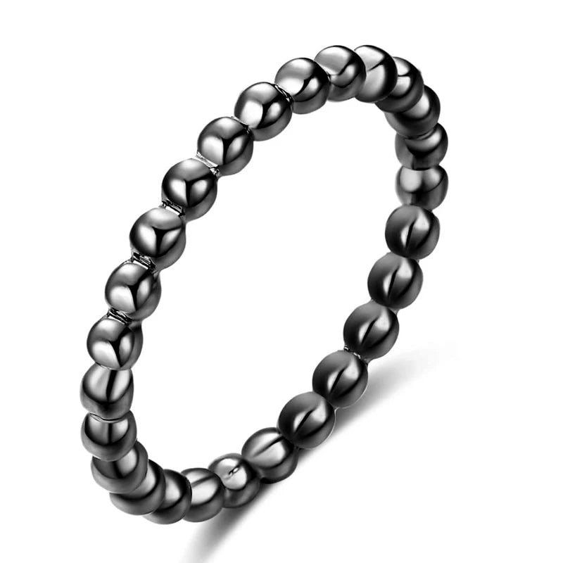 Water Ripple Beaded Ring for Women - Minimalist Stainless Steel Jewelry Gift