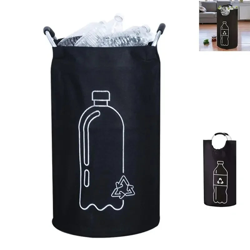 Large Capacity Folding Storage Basket with Aluminum Handle for Waste Bottles